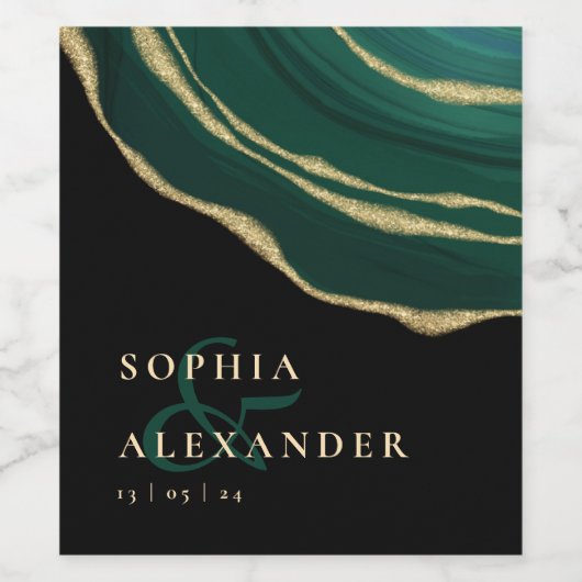 Smaragdgroene agaat wijn etiket (Enkel label)