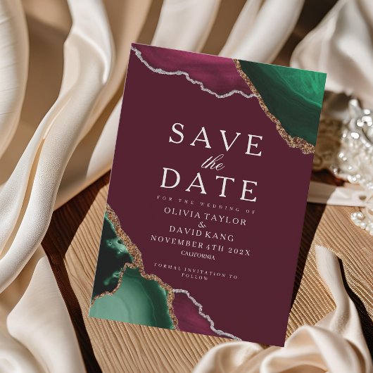 Smaragdgroene Agate Bourgondië Bewaar de datum  Save The Date