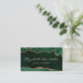 Smaragdgroene Agate Gouden Glitter Luxe Visitekaartje (Staand voorkant)