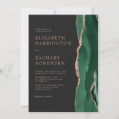 Smaragdgroene Agate Roze Goud QR Code Trouwdag Kaart (Voorkant)