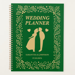 Smaragdgroene & Antieke Gouden Luxe Trouwdag Planner