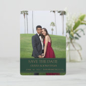 Smaragdgroene aquarel bloem bruiloftsfoto save the date (Staand voorkant)