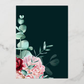 Smaragdgroene Aquarel Bourgondische Bloemen Bruilo Folie Uitnodiging (Achterkant)