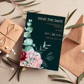 Smaragdgroene Aquarel Bourgondische Bloemen Bruilo Folie Uitnodiging