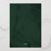 Smaragdgroene Aquarel Dramatische Trouw Goud Folie Uitnodiging (Achterkant)