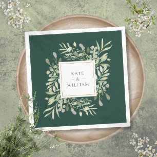 Smaragdgroene Aquarel Groen Goud Servet