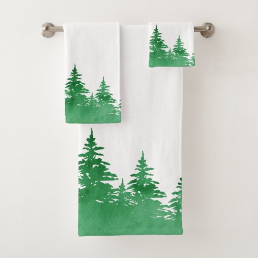Smaragdgroene aquarel groenblijvende bomen bad handdoek (Insitu)