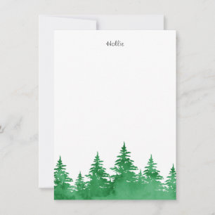 Smaragdgroene Aquarel Groene Bomen Notitiekaartje