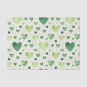 Smaragdgroene Aquarel Harten & Goudblad Tissuepapier (Voorkant)