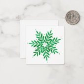 Smaragdgroene aquarel sneeuwvlok notitiekaartje (Voorkant / Achterkant in situ)