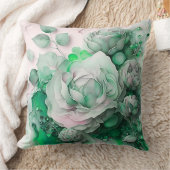 Smaragdgroene Aquarelroos Vergroot Kussen (Deken)