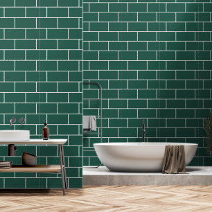 Smaragdgroene bakstenen patroon minimalistisch behang