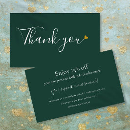 Smaragdgroene Bedankt Voor Winkelen Kortingkaart Visitekaartje