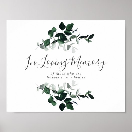 Smaragdgroene begroeiing In Loving Memory-herdenki Poster (Voorkant)