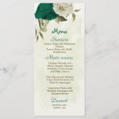 Smaragdgroene beige bloemen botanische bruiloft menu (Voorkant)