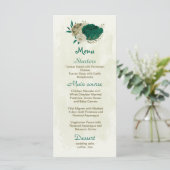 Smaragdgroene beige bloemen botanische bruiloft menu (Staand voorkant)