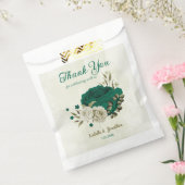 smaragdgroene beige bloemen bruiloft bedankzakje (Gezegeld)