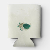 Smaragdgroene beige bloemen bruiloft blikjeskoeler (Achterkant)