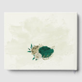 Smaragdgroene beige bloemen bruiloft gastenboek (Achterkant)