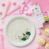 Smaragdgroene beige bloemen bruiloft papieren bordje (Feest)