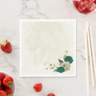 smaragdgroene beige bloemen bruiloft servet