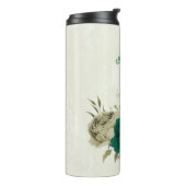 smaragdgroene beige bloemen bruiloft thermosbeker (Gedraaid links)