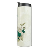 smaragdgroene beige bloemen bruiloft thermosbeker (Geroteerd rechts)