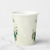 smaragdgroene beige bloemen papieren bekers (Links)
