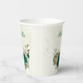 smaragdgroene beige bloemen papieren bekers (Rechts)