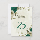 Smaragdgroene beige bloemen Tafelnummer Kaart (Achterkant)