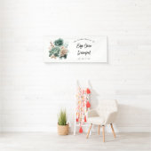 Smaragdgroene beige pioenroos bloem bruiloftsfeest spandoek (Insitu)