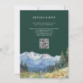 Smaragdgroene Berg Bloem QR Code Trouw Kaart (Achterkant)