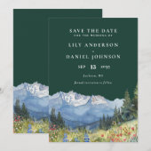 Smaragdgroene Berg Wilde Bloem Bruiloft Save The Date (Voorkant / Achterkant)