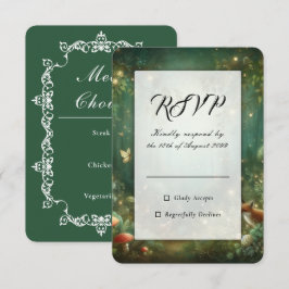 Smaragdgroene Betoverde Bos Bruiloft RSVP Kaartje