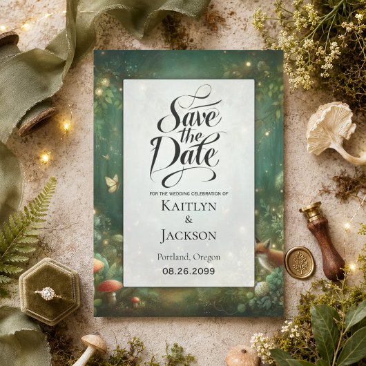 Smaragdgroene Betoverde Bos Save The Date