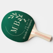 Smaragdgroene Blad Bruiloft Monogram Tafeltennisbatje (Zijkant)