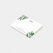 Smaragdgroene Bladeren Monogram Post-it® Notes (Schuin)