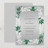 Smaragdgroene Bladrijke Bruiloft Kaart (Voorkant / Achterkant)