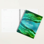 Smaragdgroene blauwe agaat marmeren naam schrift planner (Display)