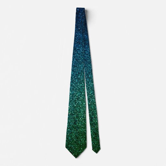 Smaragdgroene Blauwe Glitter Verjaardag Trouw Cade Stropdas (Voorkant)