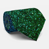 Smaragdgroene Blauwe Glitter Verjaardag Trouw Cade Stropdas (Opgerold)