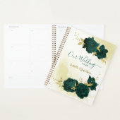 smaragdgroene bloem gouden bruiloft planner (Display)