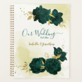 smaragdgroene bloem gouden bruiloft planner (Voorkant)