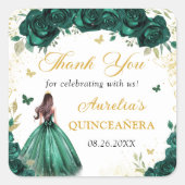 Smaragdgroene bloem sticker Quinceañera Prinses (Voorkant)