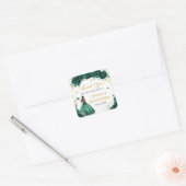 Smaragdgroene bloem sticker Quinceañera Prinses (Envelop)