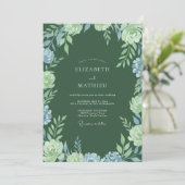 Smaragdgroene bloemaccent trouw kaart (Staand voorkant)