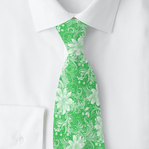 Smaragdgroene bloemen batik stropdas