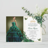 Smaragdgroene bloemen bloemenquinceañera Afbeeldin Kaart (Staand voorkant)