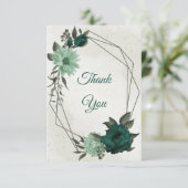 smaragdgroene bloemen botanisch bedankkaart (Staand voorkant)