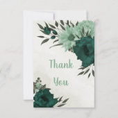 Smaragdgroene bloemen botanisch bedankkaart (Voorkant)